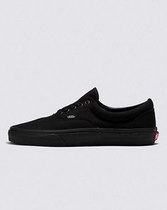 Vans | Era Black/Black Classics Shoe Vans Slip-on Skate Shoes For Streetwear, Skate Shoes With Logo Patch For Skateboarding, Classic Slip-on Skate Shoes For Streetwear, Black Low-top Skate Shoes With Rubber Toe Cap, Urban Skate Shoes With Logo Patch, Classic Skate Shoes With Gum Sole For Streetwear, Casual Canvas Shoes With Rubber Waffle Outsoles For Skateboarding, Casual Canvas Shoes For Skateboarding With Rubber Waffle Outsoles, Black Sneakers With Vulcanized Sole For Skateboarding