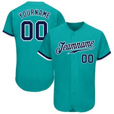 a blue baseball jersey with the name and number on it, that reads yourname 00