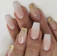 Gold Acrylic Nails, Nails Medium Length, Short Coffin Nails, Simple Acrylic Nails, Easy Nails, Nails Medium, Unique Acrylic Nails