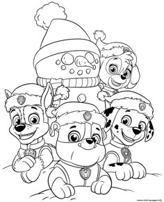 PAW Patrol Christmas Coloring page Printable Paw Patrol Navidad, Merry Christmas Coloring Pages, Christmas Colouring Pages, Paw Patrol Christmas, Dog Coloring Book, Free Christmas Coloring Pages, Coloring For Boys, Psi Patrol