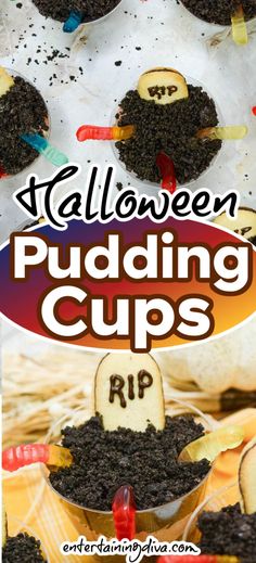 Halloween Pudding Cups | Easy Dessert Recipes Graveyard Dirt Pudding, Cookie Tombstones, Halloween Pudding Cups, Halloween Pudding, Milano Cookie, Dirt Pudding Cups, Pudding Cup Recipes, Graveyard Dirt, Layer Chocolate Cake