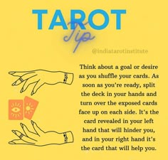 a poster with the words tarot life written in blue and orange on yellow background