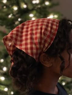 Super cute plaid bandana!! Ties on sides to fit all sizes!! Sew Hair Bandana, Curly Hair Bandana Hairstyles, Hair Bandana Styles, Short Hair Bandana, How To Wear A Bandana, Bandana In Hair, Bandanna Hairstyle, Hair With Bandana, Bandana On Head