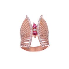 This gorgeous 18k rose gold over sterling silver cubic zirconia butterfly set ring is a must-add to your fine jewelry collection. This gorgeous 18k rose gold over sterling silver cubic zirconia butterfly set ring is a must-add to your fine jewelry collection. Metal: sterling silver Plating: 18k rose gold Packaging: boxed Width: 6 mm Finish: polishedSTONE DETAILS Stone type: cubic zirconia Total weight: 1 ct. Shape: pear, round Setting: prong Gemstones may have been treated to enhance their appea Rose Gold Butterfly Promise Ring, Rose Gold Ring With Pave Setting Gift, Luxury Rose Gold Butterfly Ring Perfect For Gift, Rose Gold Cubic Zirconia Butterfly Ring For Anniversary, Elegant Rose Gold Butterfly Promise Ring, Luxury Rose Gold Butterfly Ring As Gift, Rose Gold Open Butterfly Ring In Fine Jewelry Style, Formal Rose Gold Diamond Butterfly Ring, Anniversary Rose Gold Butterfly Ring With Cubic Zirconia