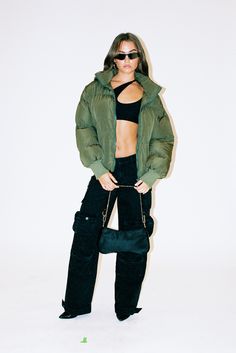 Shop the entire look and all new in Fall 2022 Outfits at EDIKTED.COM! Long Sleeve Nylon Puffer Jacket For Streetwear, Fall Streetwear Puffer Windbreaker, Trendy Nylon Streetwear Outerwear, Trendy Nylon Outerwear For Streetwear, Urban Style Puffer Windbreaker For Fall, Urban Puffer Windbreaker For Fall, Urban Puffer Jacket With Pockets For Streetwear, Casual Puffer Jacket With Pockets For Streetwear, Urban Style Puffer Jacket For Streetwear