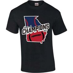 Reads: The State of Champions 2021 and features the outline of the state of GA. 2021 was a big year for Georgia! We were undefeated in baseball and college football! Show support for your favorite Georgia teams by wearing the team colors and showing your Georgia state pride. Features a classic fit with taped neck and shoulders and a tear away label for maximum comfort and a perfect fit. We carry and ever-growing selection of apparel to suit the needs of the whole family. All of our tshirts are p Shirt Company, Georgia State, Gifts For Your Mom, The A Team, Big And Tall, Mens Graphic Tee, College Football, Basic Tees, Black Media