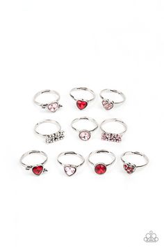 Heart shaped rings in assorted colors and shapes. Featuring heart a shape the Valentine's Day inspired rhinestone frame is in the shade of Pink.

Sold as one kid's ring. Childrens Valentines, Kiss Pink, Five Rings, Boozy Drinks, Heart Shape Box, Kids Rings, Diy Birthday Decorations, Heart Shaped Rings, Pink Valentines