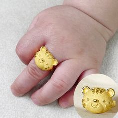 Gold Smile Tiger Baby Ring 24K 0.999 Pure 3.75g 한돈 | It's a perfect gift for a baby who was born in 2022 the Year of the tiger The tiger is the 3rd of the twelve animal signs that make up the Chinese zodiac. Celebrate your loved one's Baeke-il (100days) or Dol(1st birthday party) with our dainty, delicate and simple, minimalist Pure Gold 24K Tiger Ring. It can be engraved on the side of the ring (Any 6~8 characters maximum) -example 1) ARI 2) 02.24.2023 If you select an option for the engraving, Baby Boy Rings Gold, Baby Rings Gold Boy, Baby Rings Gold, Baby Boy Jewelry Gold, Baby Jewelry Gold Newborn Boy Indian, Baby Jewelry Gold Newborn Boy, Tiger Nail Locket For Men, Baby Jewelry Gold, Baby Gold Rings