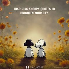 two peanuts sitting on the ground with flowers in the background and an inspirational quote about being happy