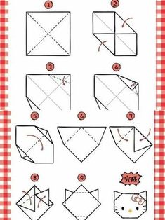 how to make an origami cat with pictures on the front and back side