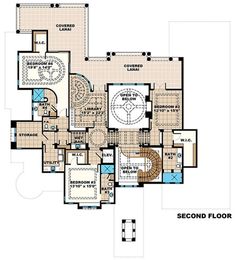 the second floor plan for this luxury home