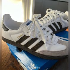 Sneakers Have Been Worn For A Few Hours But Did Not Fit. In Brand New Condition With Box. Sambas Have Been Customized To Include Authentic Louis Vuitton Accents On The Three Adidas Straps. Size 37.5 - Unisex Sizing! Simba Adidas, Simba Shoes, Adidas Zx 2k Boost, Adidas Ultraboost 20, Burgundy Sneakers, Bold Shoes, White Tennis Shoes, Adidas Cloudfoam, Adidas Samba Og