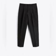 Brand New With Tag Formal Black Tapered Bottoms, Tailored Ankle-length Black Pants, Classic Black Ankle-length Pants, Tailored Casual Black Dress Pants, Casual Tailored Black Dress Pants, Tailored Black Dress Pants In Casual Style, Tailored Black Dress Pants Casual Style, Black Tapered Bottoms For Spring, Classic Black Tapered Leg Pants