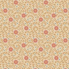 a flowery pattern with blue and pink flowers on beige background, suitable for wallpaper or fabric