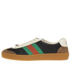 Gucci Black Low-top Sneakers, Gucci Black Sporty Sneakers, Sporty Black Gucci Sneakers, Casual Custom Gucci Sneakers For Sports, Casual Custom Gucci Sneakers, Gucci Custom Black Sneakers With Round Toe, Gucci Black Custom Sneakers With Round Toe, Gucci Designer Black Custom Sneakers, Black Designer Gucci Custom Sneakers