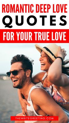 a man and woman hugging each other with the text romantic deep love quotes for your true love