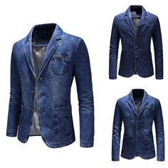 Product Description * Item:Men's Youth Casual Fashion Denim Suit Jacket Trendy Outdoor Coats Top Party * Condition: 100% Brand New * Color:blue * Size:Asian M-4XL * Package:1pc Coats (without any accessories ）    Please note: 1.Please allow a little error due to manual measurement. 2.The color maybe a little difference because of the light,screen reflection etc. 3.If you are not sure what size to choose, you can tell us your height and weight, we will recommend the right size for you. Shipping 1 Denim Sport Coat Men, Men’s Denim Jacket, Luxury Men's Denim Jacket For Workwear, Luxury Rigid Denim Outerwear For Men, Cheap Men's Button-up Denim Jacket, Mens Outerwear Jacket, Cowboy Jacket, Casual Suits, Outdoor Coats