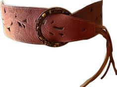 Brown Leather Belt For Rodeo, Brown Leather Rodeo Belt, Bohemian Brown Belt Buckles For Festival, Vintage Brown Belt Buckles For Rodeo, Vintage Brown Belt Buckle For Rodeo, Adjustable Brown Corset Belt With Matching Belt, Vintage Brown Belts For Rodeo, Vintage Brown Belt For Rodeo, Antique Brown Belt Buckle For Festival