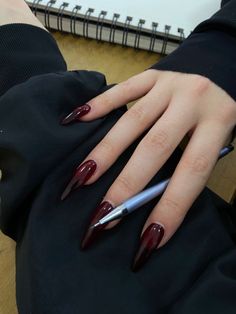 Dark red nails Y2k Inspo, Hippie Nails, Punk Nails, Really Cute Nails, Bling Acrylic Nails, Loving Life