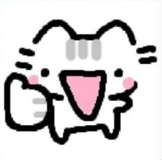 an image of a hello kitty face with pink cheeks and teeth in the shape of a smile