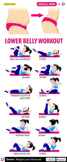 a poster showing how to do the lower belly workout