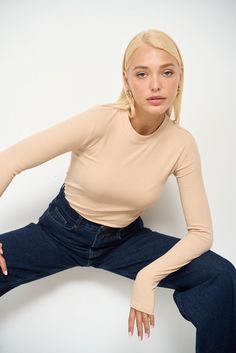 Beige Long Sleeve Viscose Shirt - SOLMAR Long Sleeve Top For Spring, Versatile Cream Long Sleeve Tops, Versatile Long Sleeve Cream Tops, Fine Knit Long Sleeve Top For Spring, Winter Fine Knit Long Sleeve Top, Beige Stretch Long Sleeve Top, Fine Knit Long Sleeve Top For Fall, Beige Long Sleeve Stretch Top, Fitted Beige Long Sleeve Top