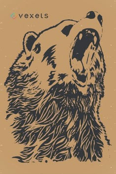 a bear with its mouth open and the words vexels above it are in black ink