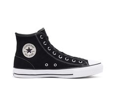 Skateboard in Chucks that were made for it. Converse Cons Chuck Taylor All Star Pro Suede In Black, Size 7.5 (M) / 9.5 (W) Platform Chucks, Converse Cons, Closet Basics, Shoe Converse, Indie Jewelry, Custom Boots, Black Converse, Skate Shoe, Black High Tops