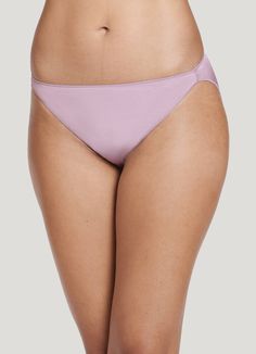 The Jockey® No Panty Line Promise Tactel String Bikini women's underwear provides a flattering look with comfortable coverage under any outfit. Tactel nylon and Lycra spandex offer a smooth, silky feel with plenty of stretch, while our unique leg binding helps eliminate panty lines. Slim sides provide less coverage for worry-free wear. | Jockey® No Panty Line Promise Tactel String Bikini in Soft Mauve String Bikinis, Binding, Sleek, Lingerie, Spandex, For Free, How To Wear, Free Shipping