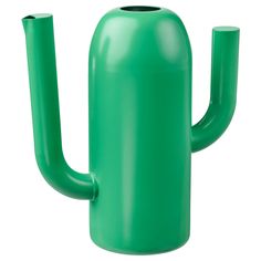 a green watering can is shown on a white background