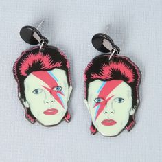 New David Bowie Acrylic Headshot Ziggy Stardust Red/Blue/Black Stud Earrings Bowie Ziggy Stardust, Pink Trucker Hat, Large Stud Earrings, Baublebar Earrings, Ear Crawler Earrings, Black Stud Earrings, Earrings Handmade Dangle, Black Stud, Ziggy Stardust