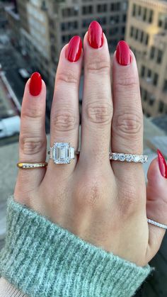 If you're looking for a statement piece, look no further than our Cassandra. For this Art Deco inspired ring, we sourced a glorious emerald cut diamond and set it between two elongated trapezoids weighing 0.72 in total carat weight. Drop-down diamond options represent our recommended grade, which maximizes size for value, while maintaining eye-perfect clarity and giving you a colorless look. For other diamond options, see our Shop Diamonds tab or speak to one of our design consultants. This desi Emerald Cut Emerald Ring Gold, Emerald Platinum Ring, Emerald Cut 3 Stone Ring, Bezel Set Emerald Cut Engagement Ring, Radiant Cut Wedding Set, Gatsby Engagement Ring, Three Stone Emerald Cut Ring, Emerald Cut Engagement Ring Set, Emerald Cut Engagement Rings Vintage