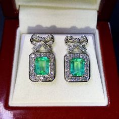 "PROFESSIONALLY MADE TO ORDER Takes 5-7 days to handcraft, diamond setting, and 3 more days for UPS EXPRESS (free shipping). So a total of 10 days after clear payment is expected. -All dimensions, carat weights, and QUALITY are the minimum of what you will receive. You will get only bigger, better, or more sparkling items! For rings, they will be made in your size from scratch, PERFECTLY FOR YOU!! And because of this, you will have a choice to choose whether you want your piece in White Gold, Ye Luxury Platinum Diamond Earrings Hallmarked, Luxury Emerald Earrings With Diamond Accents, Luxury Emerald Diamond Earrings, Emerald Diamond Earrings For Formal Events, Luxury Silver Earrings In 14k White Gold, Formal Emerald Diamond Earrings, Luxury 14k White Gold Diamond Earrings, Exquisite Hand-set White Gold Diamond Earrings, Emerald Diamond Earrings For Formal Occasions