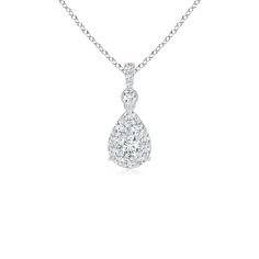 The dazzling pear-shaped cluster of diamonds is linked to a diamond bale by a bezel-set accent. This classic and sparkly drop pendant is crafted in platinum. Pear Shaped Pendant, The Dazzling, Drop Pendant, Diamond Cluster, Bezel Setting, Pear Shaped, Lab Grown Diamonds, Pear, Platinum