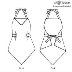 two aprons with ties and bows on them