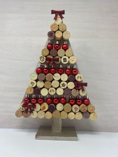 a christmas tree made out of wine corks