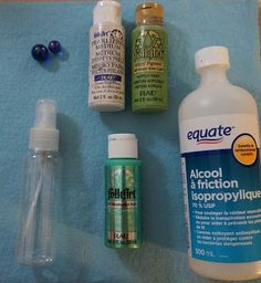 the contents of an alcohol - free hand sanitizer laid out on a towel