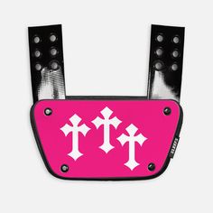 Pink Backplate Football, Cross Sticker, Back Bone, Gothic Cross, Gothic Crosses, Football Stuff, Football Gear, Flag Football, Tie Headband