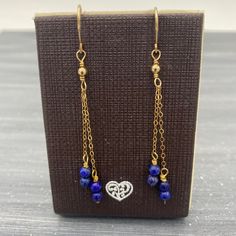 Lapis Lazuli Dangle Earring Blue Gemstone Long Earring Gold Filled Chain Earring Dainty Bead Earring September Birthstone Wedding Gift. - Etsy Elegant Gold Lapis Lazuli Earrings, Gold Lapis Lazuli Jewelry Set With Earrings, Gold Lapis Lazuli Drop Earrings, Gold Lapis Lazuli Earrings As Gift, Gold Lapis Lazuli Pierced Earrings, Gold Pierced Earrings With Lapis Lazuli, Gold Lapis Lazuli Earrings For Gift, Elegant Lapis Lazuli Dangle Jewelry, Wire Wrapped Lapis Lazuli Dangle Earrings