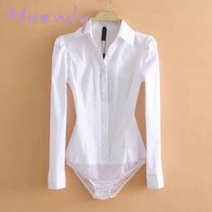 Hnewly Elegant Bodysuits Women Office Lady White Body Shirt Long Sleeved Blouse Ladies Collar Tops White Stretch Button-up Blouse, White Summer Office Blouse, White Summer Shirt For Office Wear, White Summer Tops For Office Ladies, White Shirt For Office Wear In Summer, White Slim Fit Blouse For Work, White Summer Tops For Office, White Summer Office Wear Shirt, White Slim Fit Spring Blouse