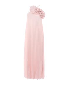 Parosh Ling Cand Pink Dress | italist Pink Midi Dress With Ruffled Straps For Party, Pink Cocktail Dress With Ruffled Straps, Elegant Pink Halter Neck Midi Dress, Feminine Pink One-shoulder Dress For Evening, Feminine Pink Ruffle Dress For Cocktail, Feminine Pink One Shoulder Evening Dress, Pink Feminine Ruffle Dress For Cocktail, Spring Evening Pleated One Shoulder Dress, Feminine Pink Ruffle Cocktail Dress