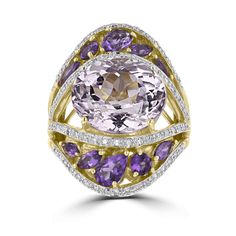 Luxury Purple Kunzite Rings, Exquisite Gold Amethyst Ring With Gemstone Accents, Gold Multi-stone Diamond Amethyst Ring, Gold Multi-stone Amethyst Diamond Ring, Gold Diamond Multi-stone Amethyst Ring, Amethyst Cocktail Ring, Butterfly Shoes, Edwardian Ring, Amethyst Stones