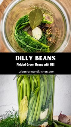 pickled green beans with dill in a mason jar