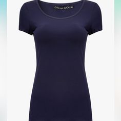 Women’s Othread & Co. Soft Stretch Basic Scoop Neck Tee Size: Large Color: Navy Blue Neck: Scoop Neck Brand New Without Tags. Never Been Worn Or Tried On. Material: 95% Mdal 5% Spandex Lightweight Feel Regular Classic Fit Comes From A Smoke & Pet Free Environment Blue Cotton T-shirt With Scoop Neck, Fitted Blue T-shirt With Scoop Neck, Blue Cotton Scoop Neck Top, Fitted Navy T-shirt For Spring, Basic Blue Scoop Neck Top, Fitted Navy Crew Neck Top, Navy Fitted Crew Neck Top, T Shirt Basic, Neck Women