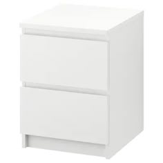 a white cabinet with two drawers on the bottom and one drawer in the middle, against a white background