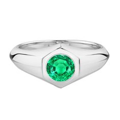 METAL SPECIFICATIONS White Gold 14K STONE SPECIFICATIONS Stone Name : Green Emerald Stone Cut : Round Cut Stone Details : There is one single round cut green emerald stone in the center approx. 1 carat (Approx. Dia. 6 mm) in the ring. Crafted with a natural earth mined stone. Color : Green Quality : AAA Total : Approx. 1 Carat RING SPECIFICATIONS Size : 8 (Can ship in any size) Appraised Value : $4,068.00 Comes with Certificate Formal Solitaire Emerald Ring, Emerald Birthstone Ring With Brilliant Cut, Round Emerald Birthstone Ring With Brilliant Cut, Formal May Birthstone Diamond Ring With Round Band, Formal Round Diamond Ring For May Birthstone, Classic Green Diamond Ring With Bezel Setting, Green Gemstone Diamond Ring With Round Band, Modern Round Emerald Ring For Formal Occasions, Green Emerald Ring With Bezel Setting