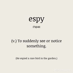 the words espy are written in black and white