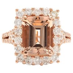 5.10 Carats Exquisite Natural Morganite and Diamond 14K Solid Rose Gold Ring Suggested Replacement Value: $7,000.00 Total Natural Cushion Morganite Weights: Approx. 3.50 Carats Morganite Measures: Approx. 11.00 x 9.00mm Natural Round Diamonds Weight: Approx. 1.60 Carats (color G-H / Clarity SI1-SI2) Ring size: 7 (free re-sizing available) Ring total weight: Approx. 9.0 grams Disclaimer: all weights, measurements and colors are approximate and may vary slightly from the listed dimensions or as se Shades Of Rose Gold, Morganite Rings, Ring Rosegold, Elegant Engagement Rings, Morganite Diamond, Natural Cushions, Gold Cocktail Ring, Semi Precious Jewelry, Etsy Gold Ring