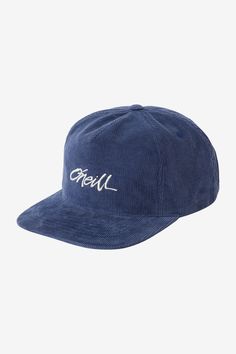 O'Neill Men's corduroy snapback hat Mid-profile, 5 panel design Front embroidery Adjustable snapback closure 100% Polyester Corduroy | O'Neill Men's Barnacle Snapback Hat in Navy, Polyester Suits Series, Wetsuit Men, Spring Suit, Flannel Pants, Sun Shirt, Boys Top, Panel Design, Snapback Hat, Shorts With Pockets