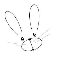 a drawing of a rabbit's face with one eye open